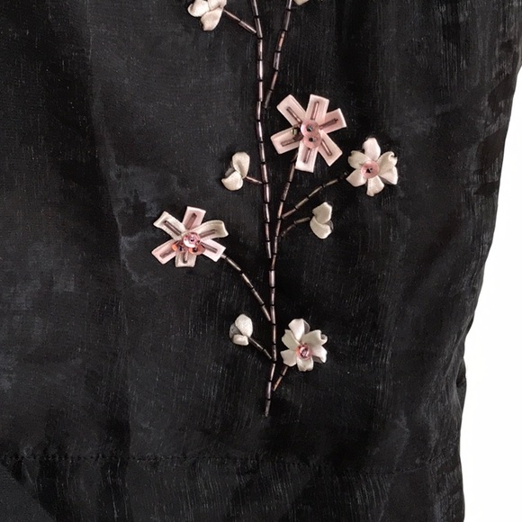 InWear Dressy Black Sleeveless Top with Embossed Flower Beading, Size 4 - Picture 6 of 14